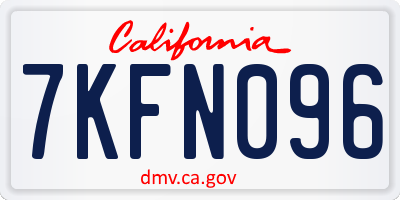 CA license plate 7KFN096