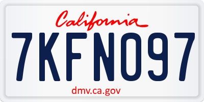 CA license plate 7KFN097