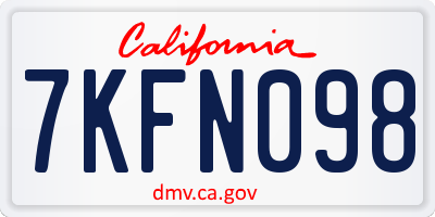 CA license plate 7KFN098