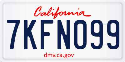 CA license plate 7KFN099