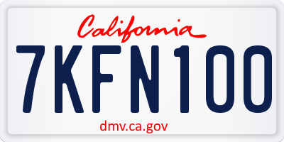 CA license plate 7KFN100