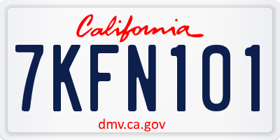 CA license plate 7KFN101