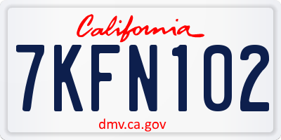 CA license plate 7KFN102