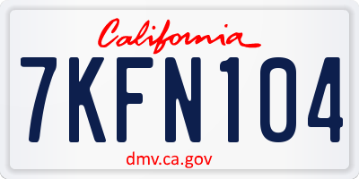 CA license plate 7KFN104