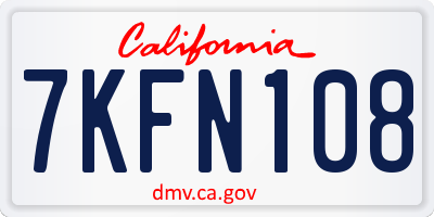 CA license plate 7KFN108