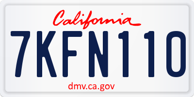 CA license plate 7KFN110