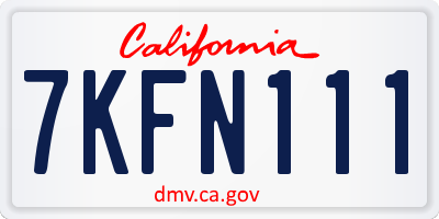 CA license plate 7KFN111