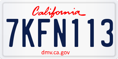 CA license plate 7KFN113