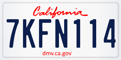 CA license plate 7KFN114
