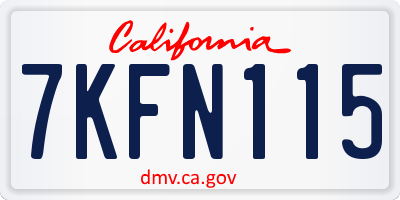 CA license plate 7KFN115