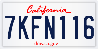 CA license plate 7KFN116