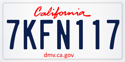 CA license plate 7KFN117