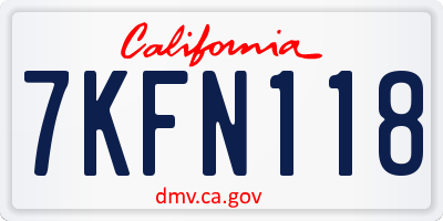 CA license plate 7KFN118