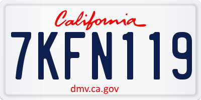 CA license plate 7KFN119