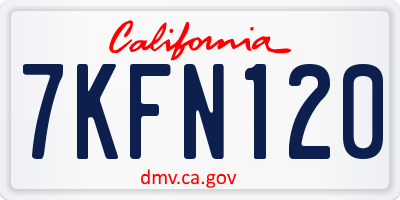 CA license plate 7KFN120