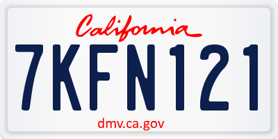 CA license plate 7KFN121