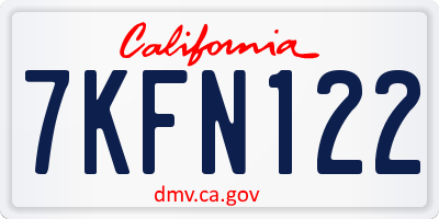 CA license plate 7KFN122