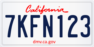 CA license plate 7KFN123