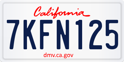 CA license plate 7KFN125