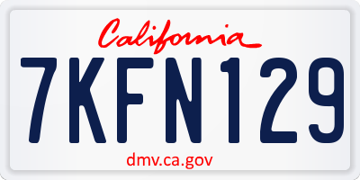 CA license plate 7KFN129
