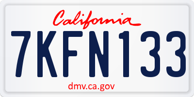 CA license plate 7KFN133