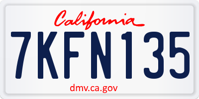 CA license plate 7KFN135