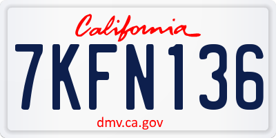 CA license plate 7KFN136