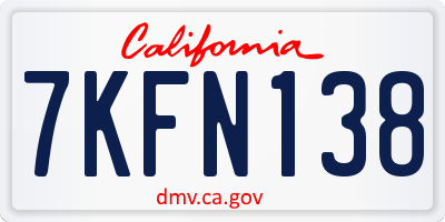 CA license plate 7KFN138