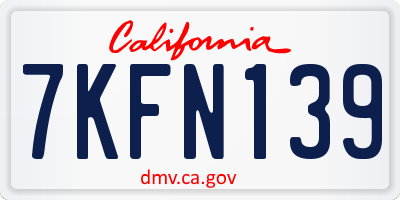 CA license plate 7KFN139