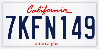 CA license plate 7KFN149