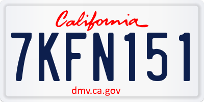 CA license plate 7KFN151