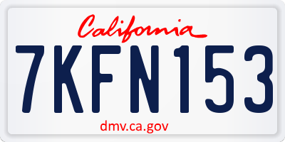 CA license plate 7KFN153