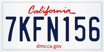 CA license plate 7KFN156