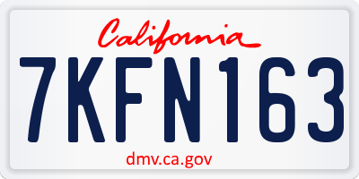 CA license plate 7KFN163
