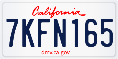 CA license plate 7KFN165
