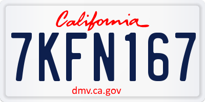 CA license plate 7KFN167