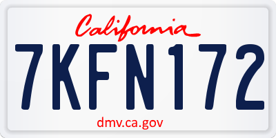 CA license plate 7KFN172