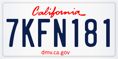 CA license plate 7KFN181