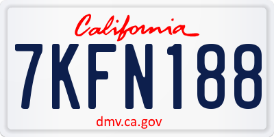 CA license plate 7KFN188