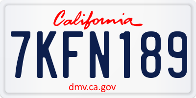 CA license plate 7KFN189