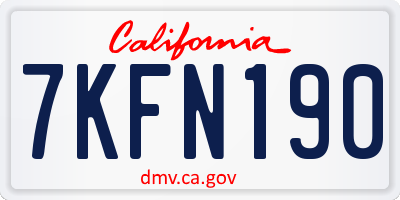 CA license plate 7KFN190