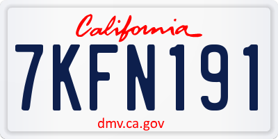 CA license plate 7KFN191