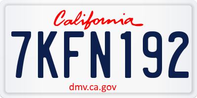 CA license plate 7KFN192