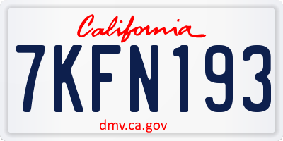 CA license plate 7KFN193