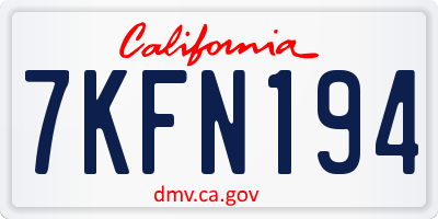 CA license plate 7KFN194