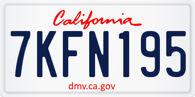 CA license plate 7KFN195