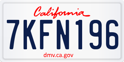 CA license plate 7KFN196