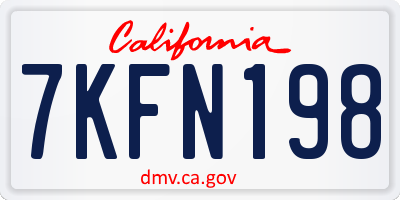 CA license plate 7KFN198