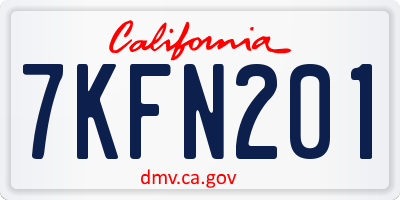 CA license plate 7KFN201