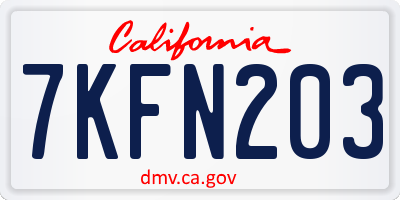 CA license plate 7KFN203